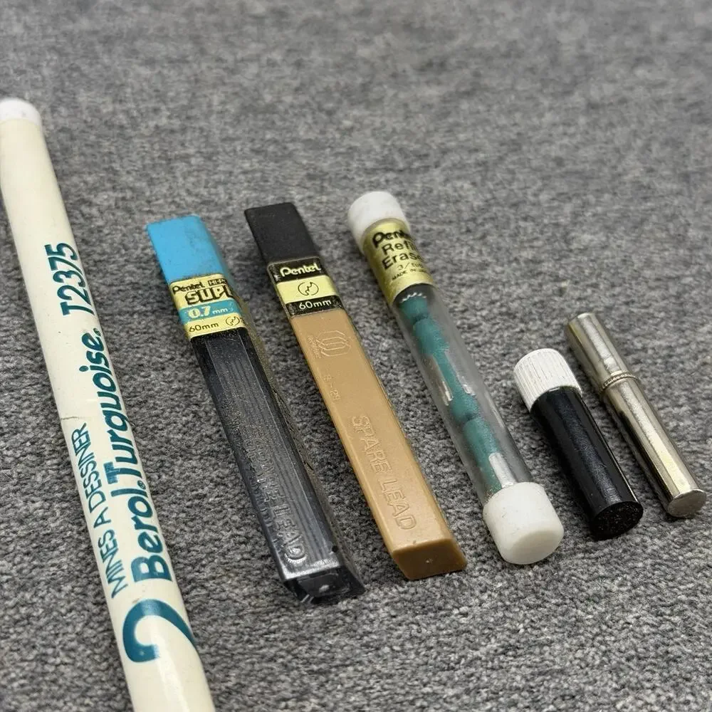 Vintage Berol Turquoise Pentel Mechanical Pencil Lead Refills Eraser Lot